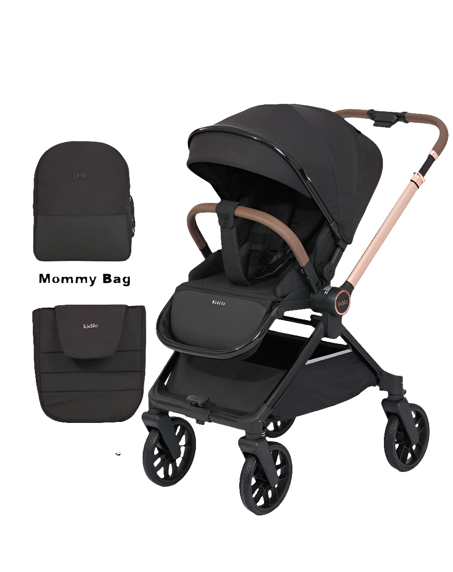 Kidilo Stroller with Mommy Bag + Foot Cover D900 | عربة أطفال من كيديلو مع حقيبة للأم وغطاء للقدمين
