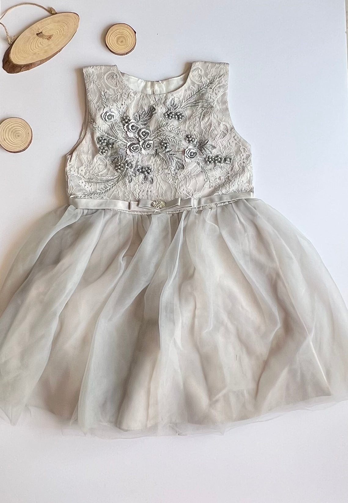 Silver White Soiree Dress