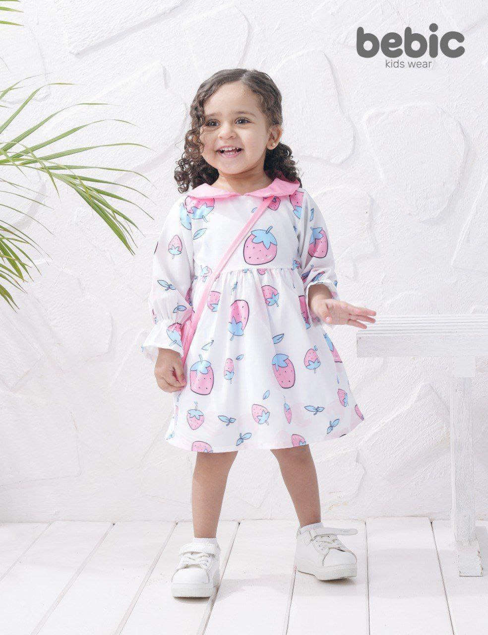 2 Bebic فستان ب كم قطن خريفي  + شنطة